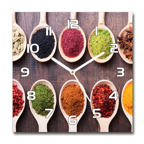 Wanduhr modern quadratisch Bunte Gewürze