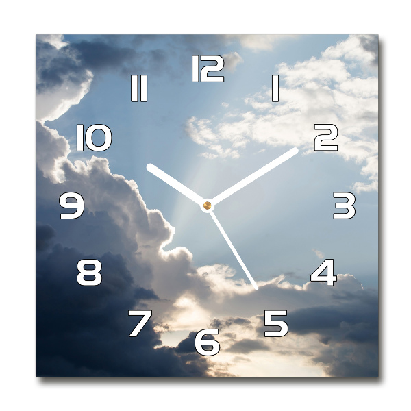 Wanduhr quadratisch Wolken am Himmel