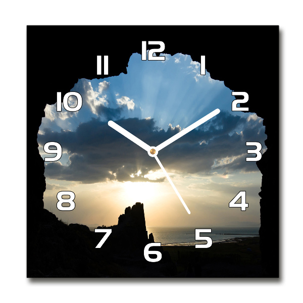 Wanduhr quadratisch Sonnenuntergang