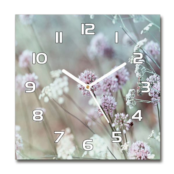 Wanduhr quadratisch Wildblumen