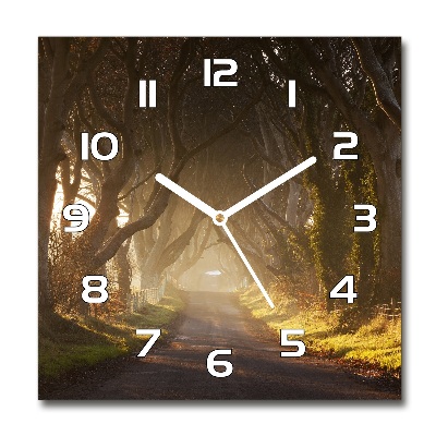 Wanduhr quadratisch Nebel im Wald