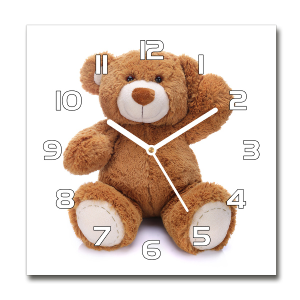 Wanduhr quadratisch Teddybär