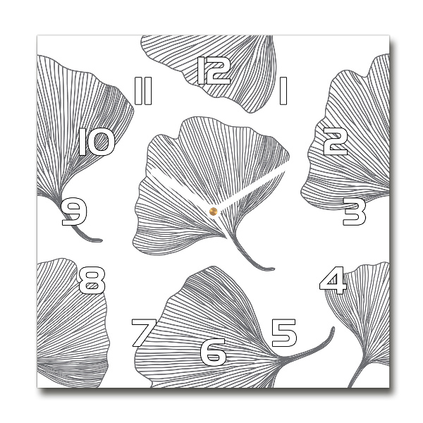 Wanduhr modern quadratisch Ginkgo