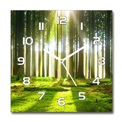 Wanduhr modern quadratisch Wald in der Sonne