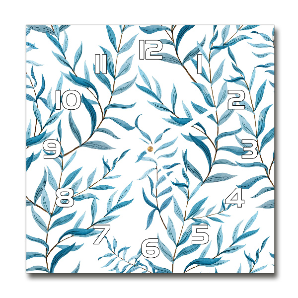 Wanduhr quadratisch Blätter