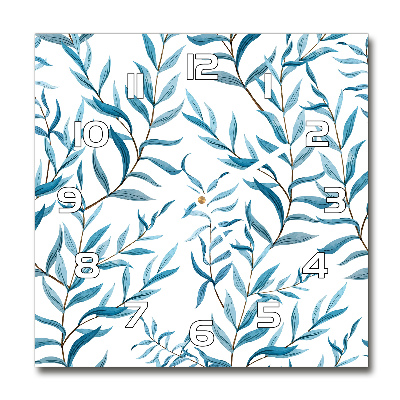 Wanduhr quadratisch Blätter