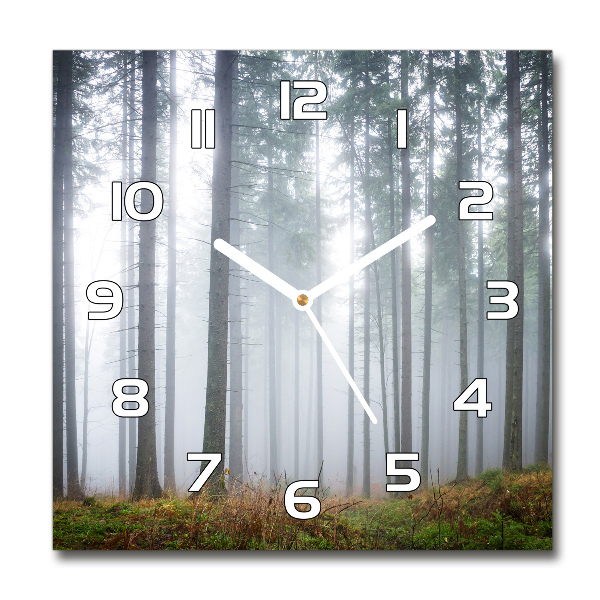Wanduhr quadratisch Nebel im Wald
