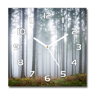 Wanduhr quadratisch Nebel im Wald