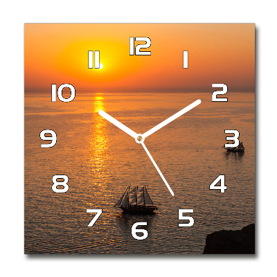 Wanduhr modern quadratisch Sonnenuntergang am Meer