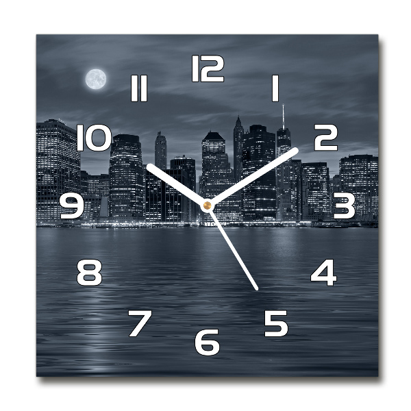 Wanduhr quadratisch New York bei Nacht