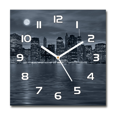 Wanduhr quadratisch New York bei Nacht