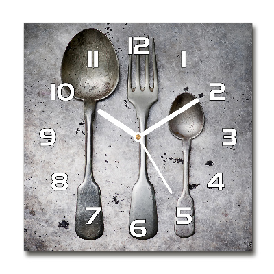 Wanduhr modern quadratisch Besteck