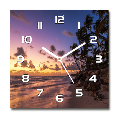 Wanduhr modern quadratisch Sonnenuntergang am Strand