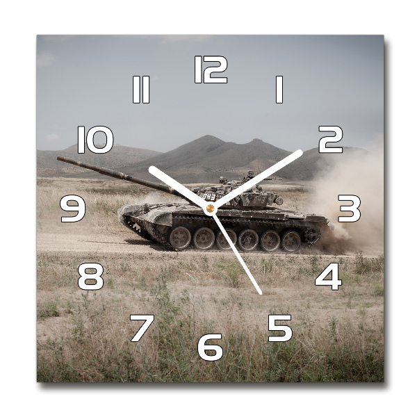 Wanduhr modern quadratisch Panzer in der Wüste