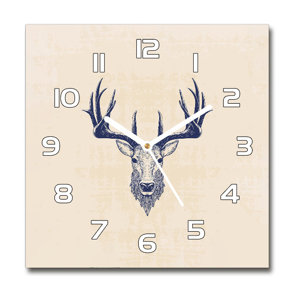 Wanduhr modern quadratisch Hirschstoßzahn