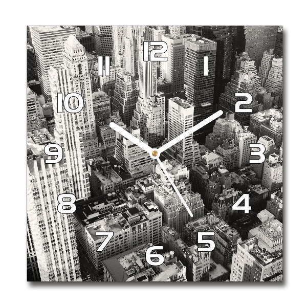 Wanduhr modern quadratisch New York aus der Vogelperspektive