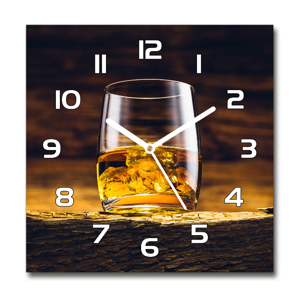 Wanduhr modern quadratisch Bourbon im Glas
