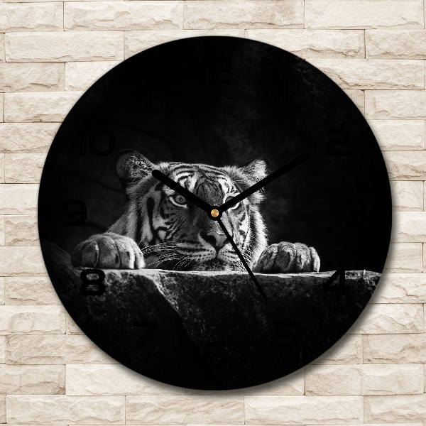 Wanduhr glas rund Tiger