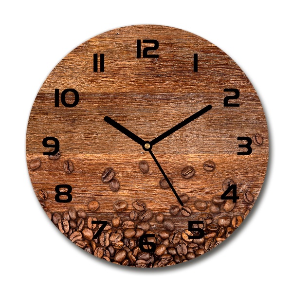 Wanduhr glas rund Kaffeebohnen