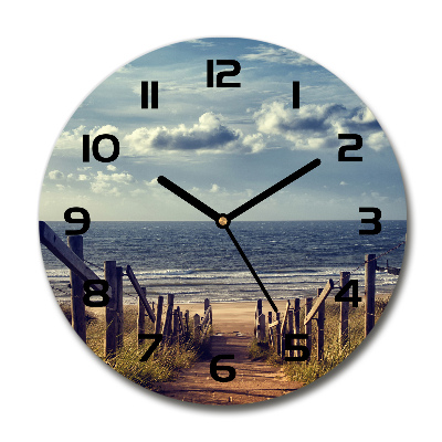 Wanduhr glas rund Weg zum Strand