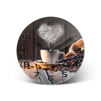 Wanduhr glas rund Eine Tasse Kaffee