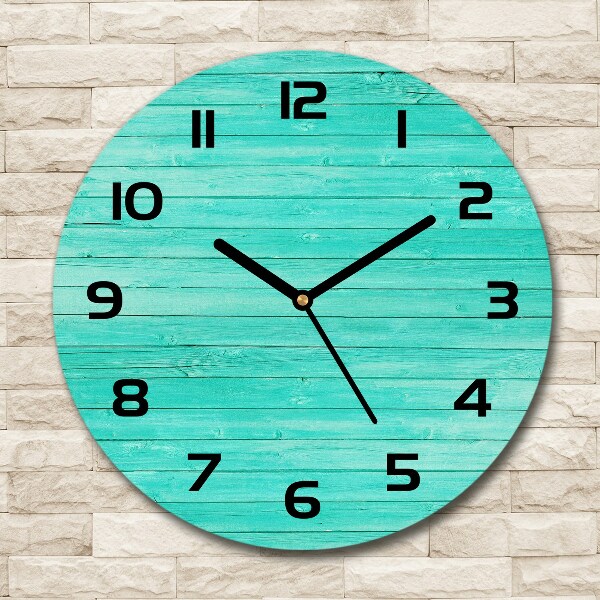 Wanduhr glas rund Grüne Bretter