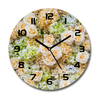 Wanduhr rund Rosen