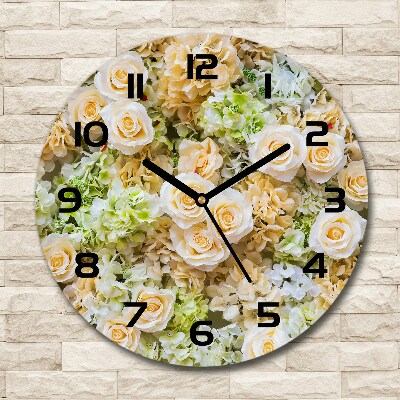 Wanduhr rund Rosen