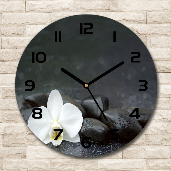 Wanduhr rund Orchidee