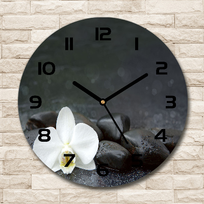 Wanduhr rund Orchidee