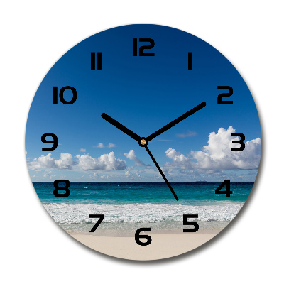 Wanduhr glas rund Strand der Seychellen