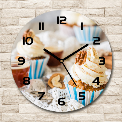 Wanduhr glas rund Cupcakes