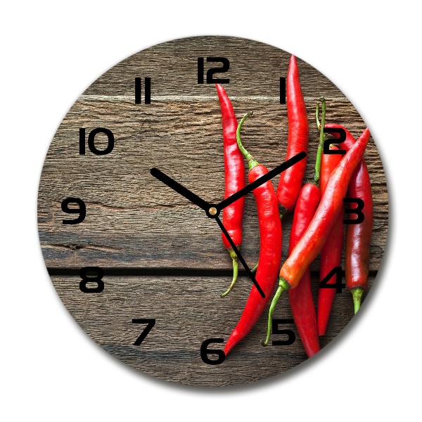 Wanduhr rund Chilischoten