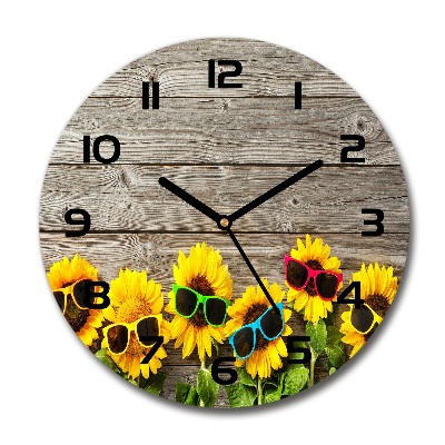 Wanduhr rund Sonnenblumen