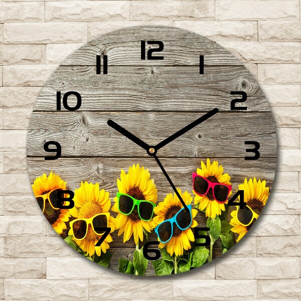 Wanduhr rund Sonnenblumen