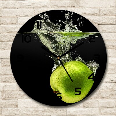 Wanduhr glas rund Grüne Äpfel