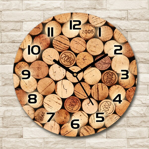 Wanduhr glas rund Weinkorken