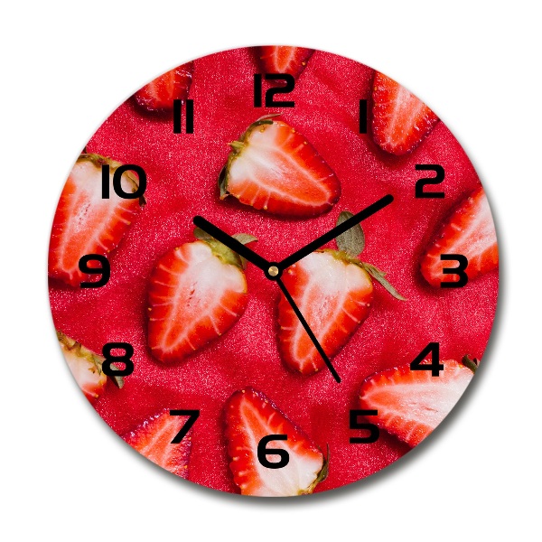 Wanduhr glas rund Geschnittene Erdbeeren