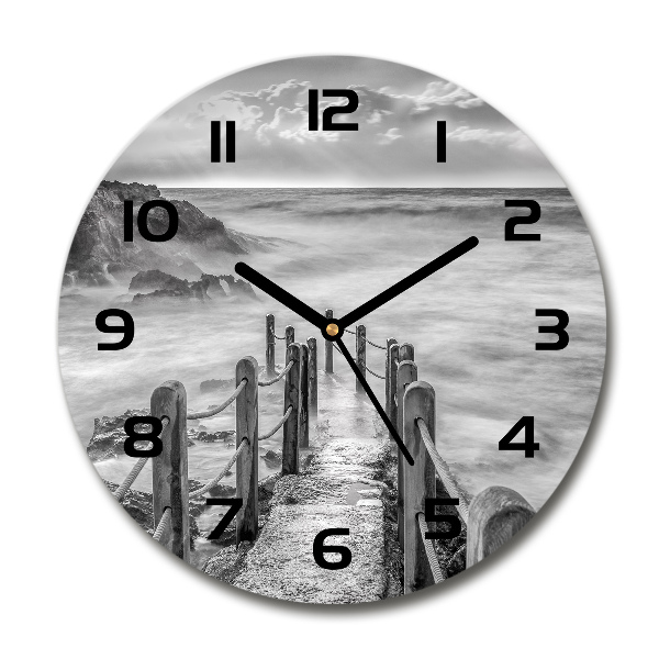 Wanduhr glas rund Weg am Meer