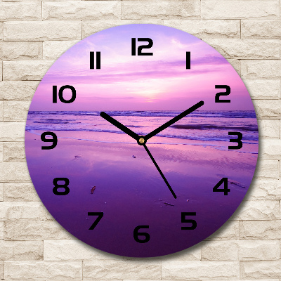 Wanduhr glas rund Sonnenuntergang, Sonne, Meer