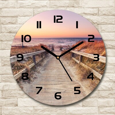 Wanduhr glas rund Weg zum Strand
