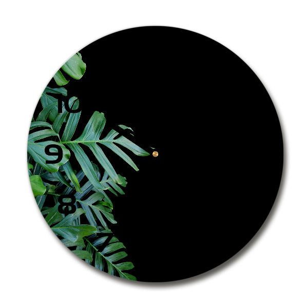 Wanduhr glas rund Monstera