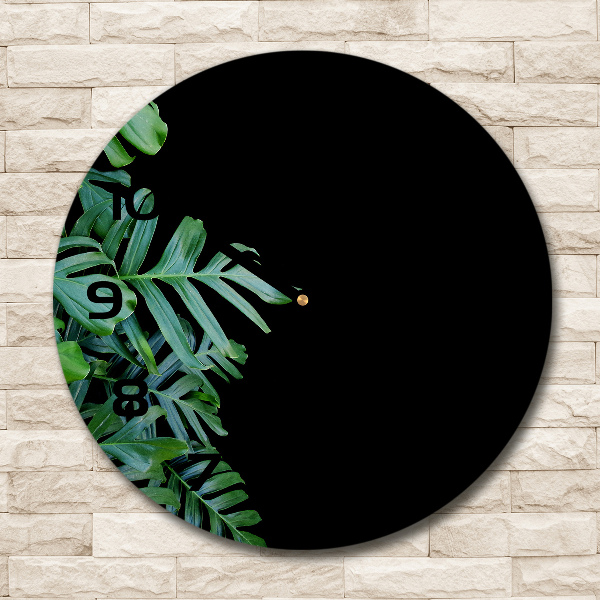 Wanduhr glas rund Monstera