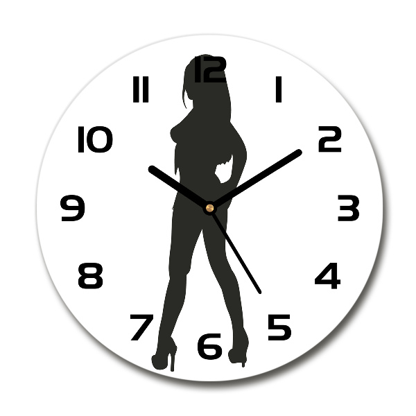 Wanduhr glas rund Silhouette einer Frau
