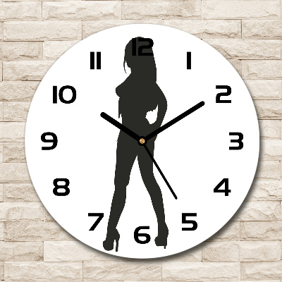 Wanduhr glas rund Silhouette einer Frau