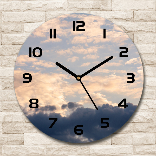 Wanduhr glas rund Wolken am Himmel