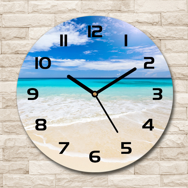 Wanduhr glas rund Tropischer Strand
