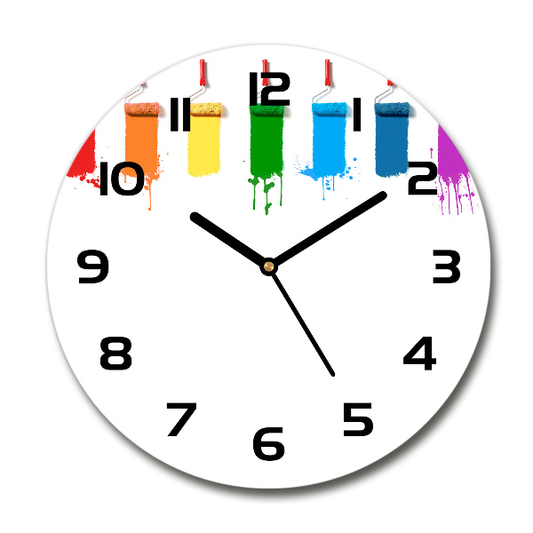 Wanduhr glas rund Farbrollen