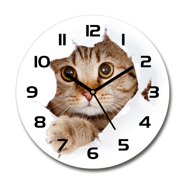 Wanduhr rund Katze