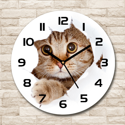 Wanduhr rund Katze
